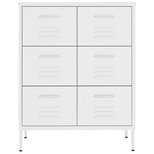 Weißer Schubladenschrank 80x35x101,5 cm Stahl