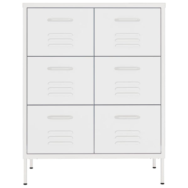 Weißer Schubladenschrank 80x35x101,5 cm Stahl
