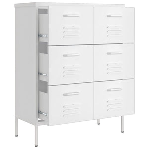 Weißer Schubladenschrank 80x35x101,5 cm Stahl