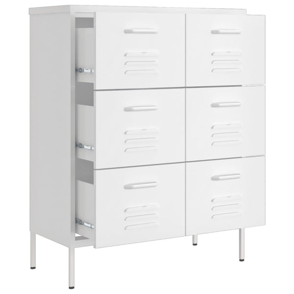 Weißer Schubladenschrank 80x35x101,5 cm Stahl