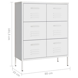 Weißer Schubladenschrank 80x35x101,5 cm Stahl