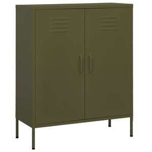 Olivgrüner Stahlschrank 80x35x101,5 cm