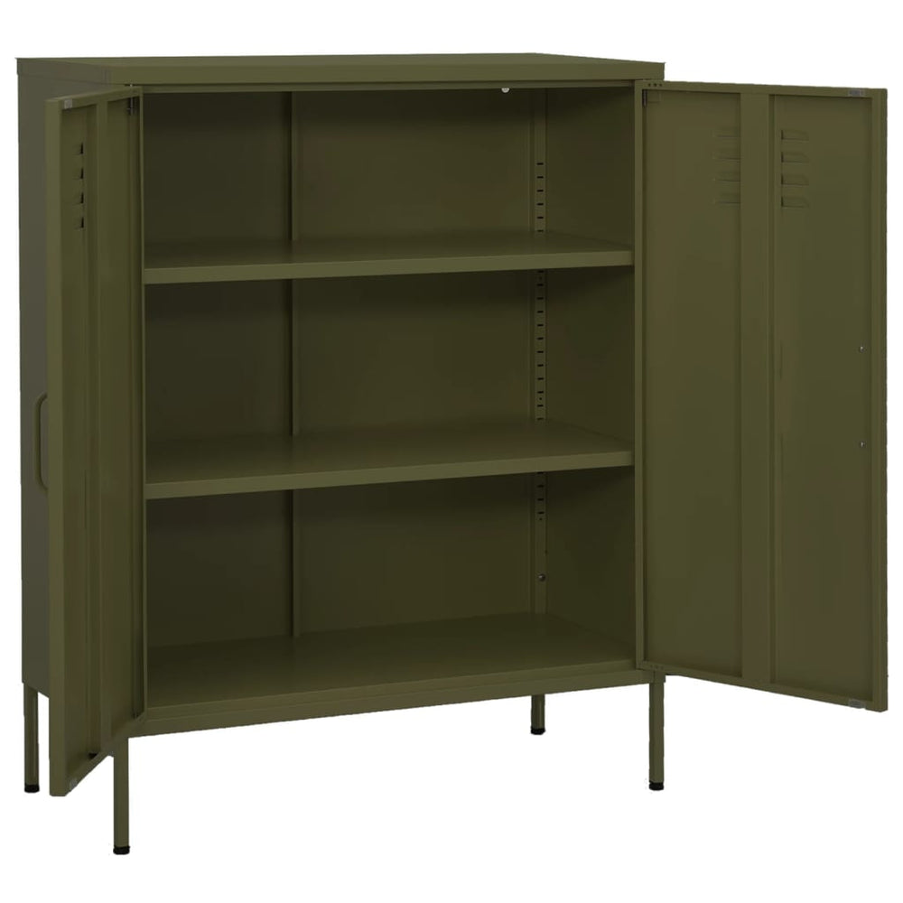 Olivgrüner Stahlschrank 80x35x101,5 cm