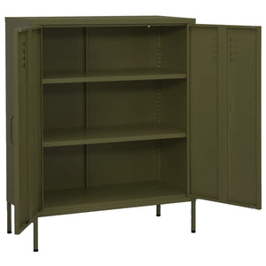 Olivgrüner Stahlschrank 80x35x101,5 cm