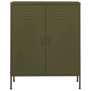 Olivgrüner Stahlschrank 80x35x101,5 cm