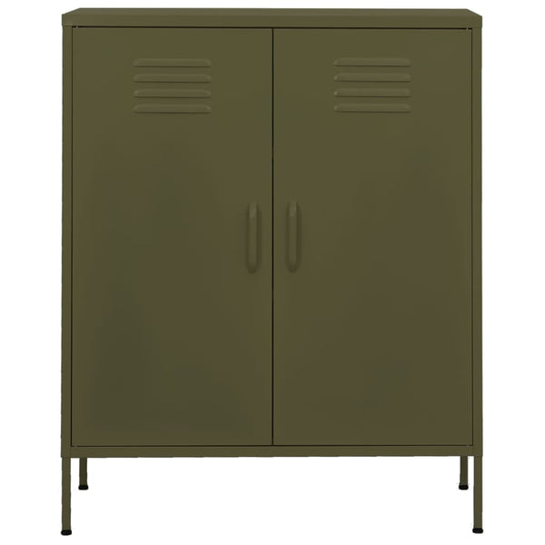 Olivgrüner Stahlschrank 80x35x101,5 cm