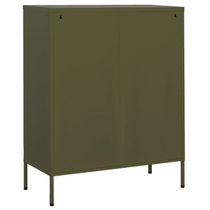Olivgrüner Stahlschrank 80x35x101,5 cm