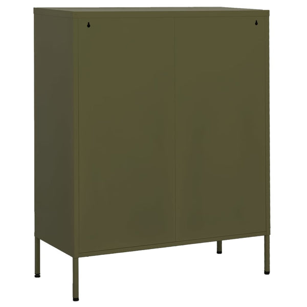 Olivgrüner Stahlschrank 80x35x101,5 cm