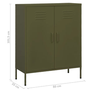 Olivgrüner Stahlschrank 80x35x101,5 cm