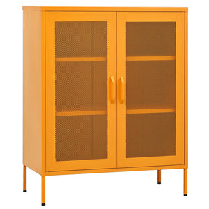 Senfgelber Lagerschrank Stahl, 80 cm