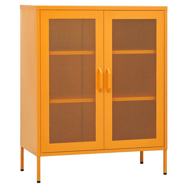 Senfgelber Lagerschrank Stahl, 80 cm