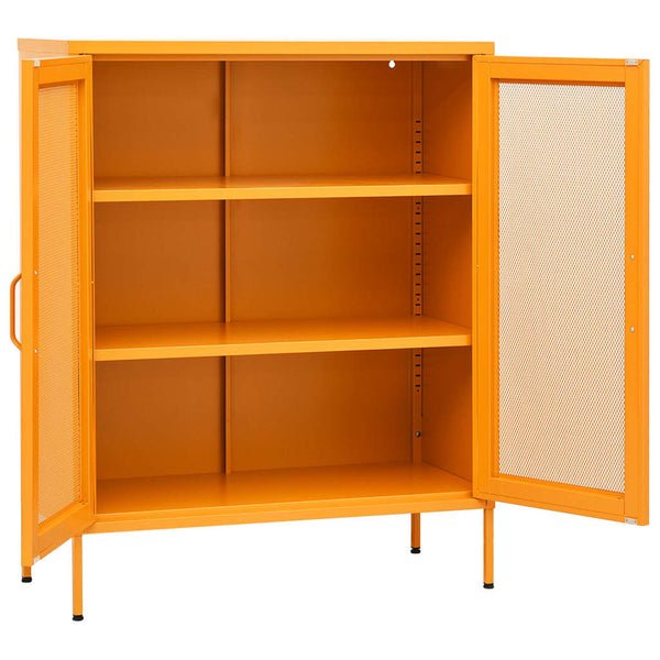 Senfgelber Lagerschrank Stahl, 80 cm