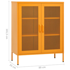 Senfgelber Lagerschrank Stahl, 80 cm