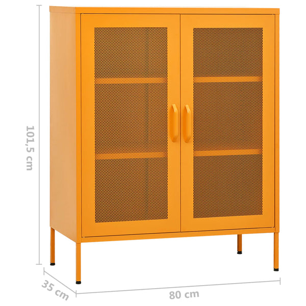 Senfgelber Lagerschrank Stahl, 80 cm