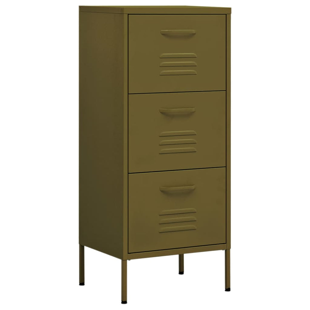 Olivgrüner Stahlschrank, 42,5x35x101,5 cm
