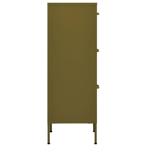 Olivgrüner Stahlschrank, 42,5x35x101,5 cm