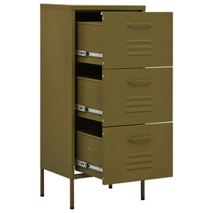 Olivgrüner Stahlschrank, 42,5x35x101,5 cm