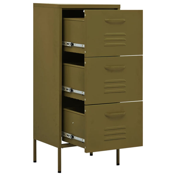 Olivgrüner Stahlschrank, 42,5x35x101,5 cm