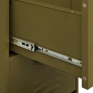 Olivgrüner Stahlschrank, 42,5x35x101,5 cm