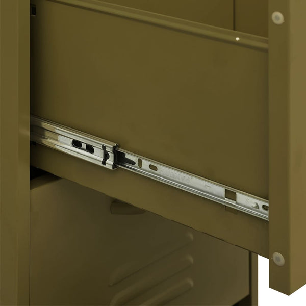 Olivgrüner Stahlschrank, 42,5x35x101,5 cm