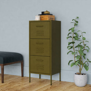Olivgrüner Stahlschrank, 42,5x35x101,5 cm