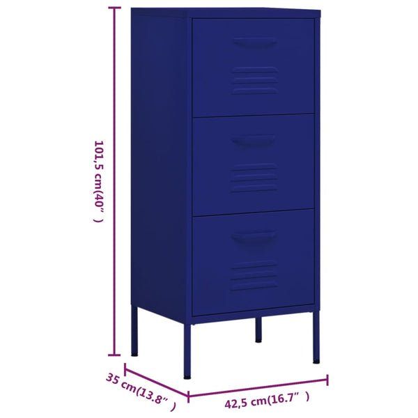 Marineblauer Stahlschrank 42,5x35x101,5 cm