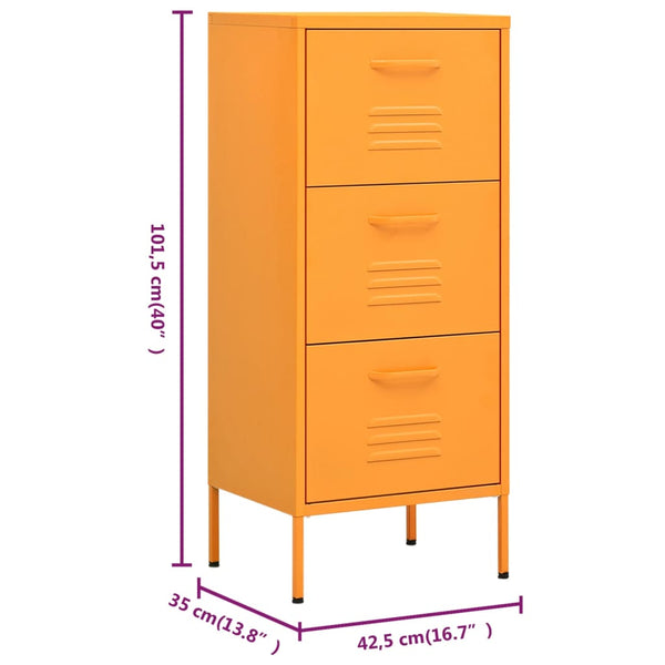 Senfgelber Lagerschrank aus Stahl