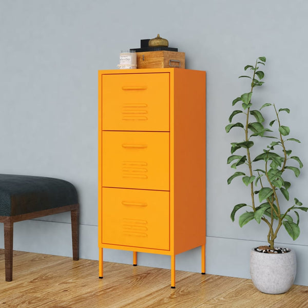 Senfgelber Lagerschrank aus Stahl