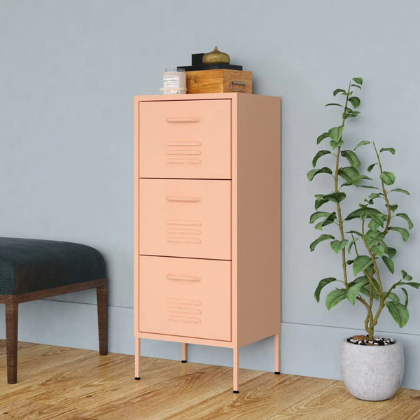 vidaXL Armoire de rangement rose 42,5x35x101,5 cm acier