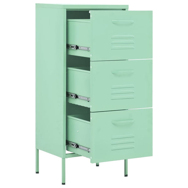 Minzgrüner Lagerschrank aus Stahl