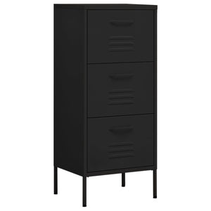 Schwarzer Stahlschrank mit Schubladen