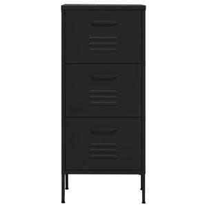 Schwarzer Stahlschrank mit Schubladen