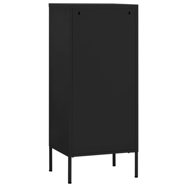 Schwarzer Stahlschrank mit Schubladen