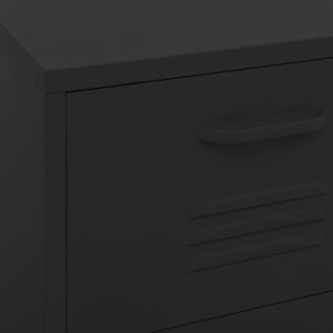 Schwarzer Stahlschrank mit Schubladen