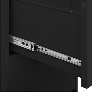 Schwarzer Stahlschrank mit Schubladen