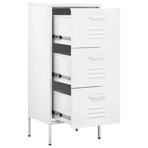 Weißer Lagerschrank aus Stahl, 101,5 cm hoch