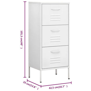Weißer Lagerschrank aus Stahl, 101,5 cm hoch