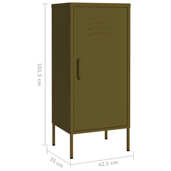 Olivgrüner Stahlschrank, 42,5x35x101,5 cm
