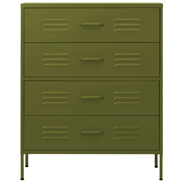 Olivgrüne Stahl-Kommode, 80 cm