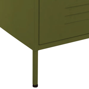 Olivgrüne Stahl-Kommode, 80 cm