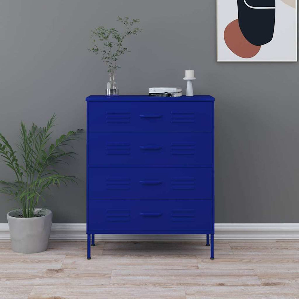 Marineblaue Stahlkommode 80 cm