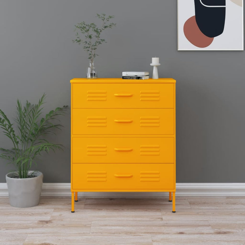 Senfgelbe Stahlkommode, 80 cm