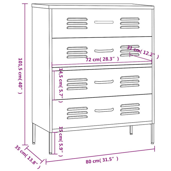 vidaXL Commode vert menthe 80x35x101,5 cm Acier