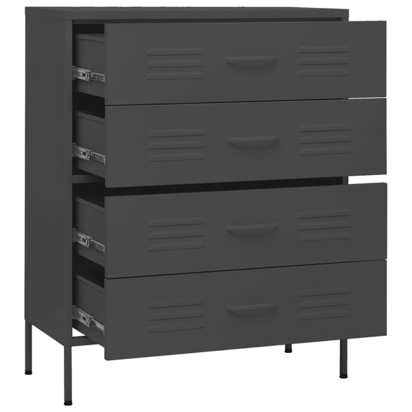 Anthrazit Kommode Stahl 80x35x101,5 cm