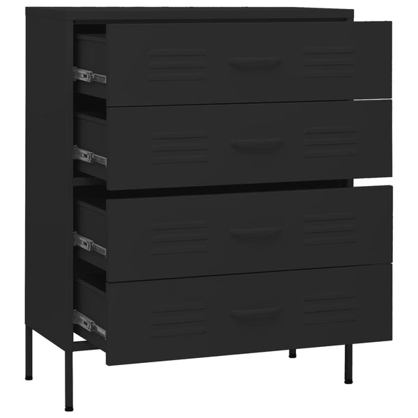 Schwarze Stahl Kommode 80 cm
