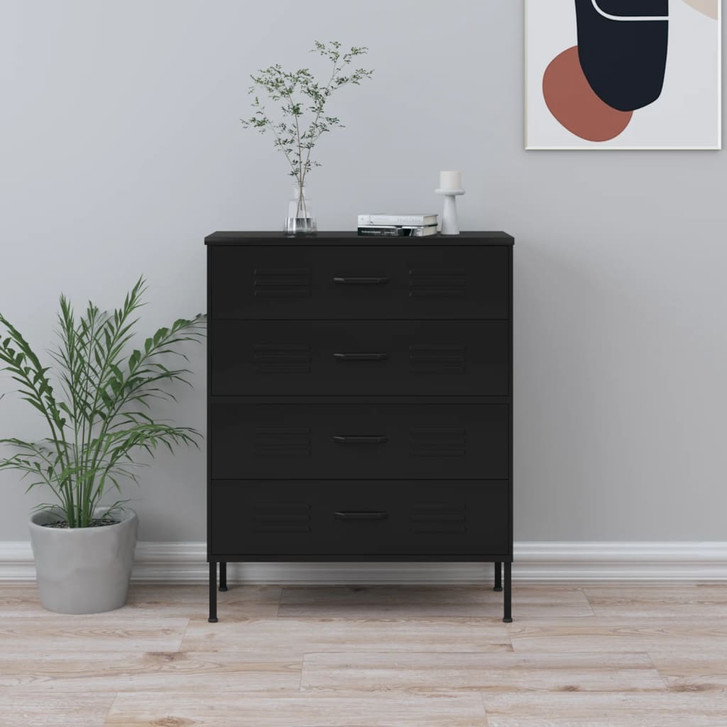 Schwarze Stahl Kommode 80 cm