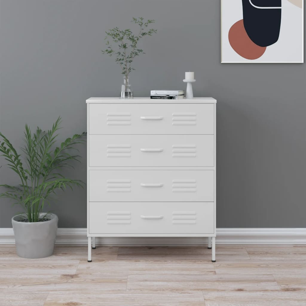 Weiße Stahlkommode, 80 cm