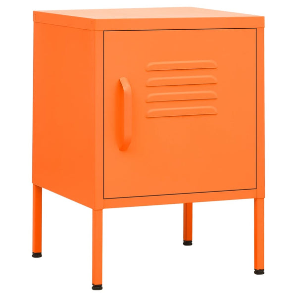 Orangefarbener Nachttisch aus Stahl, 35x35x51 cm