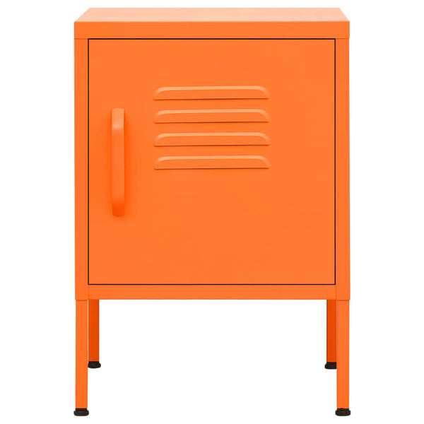 Orangefarbener Nachttisch aus Stahl, 35x35x51 cm
