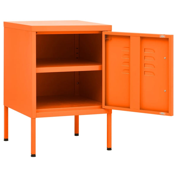 Orangefarbener Nachttisch aus Stahl, 35x35x51 cm